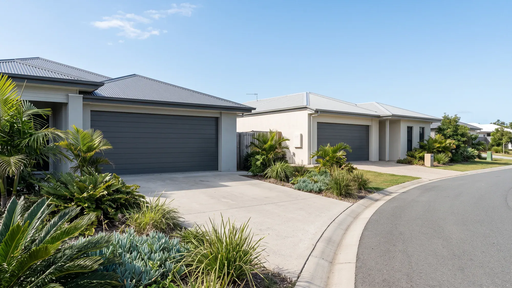 Residential garage and driveway in a Gold Coast setting